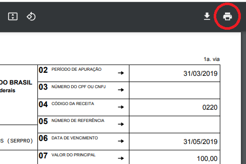 botão de impressão de no navegador